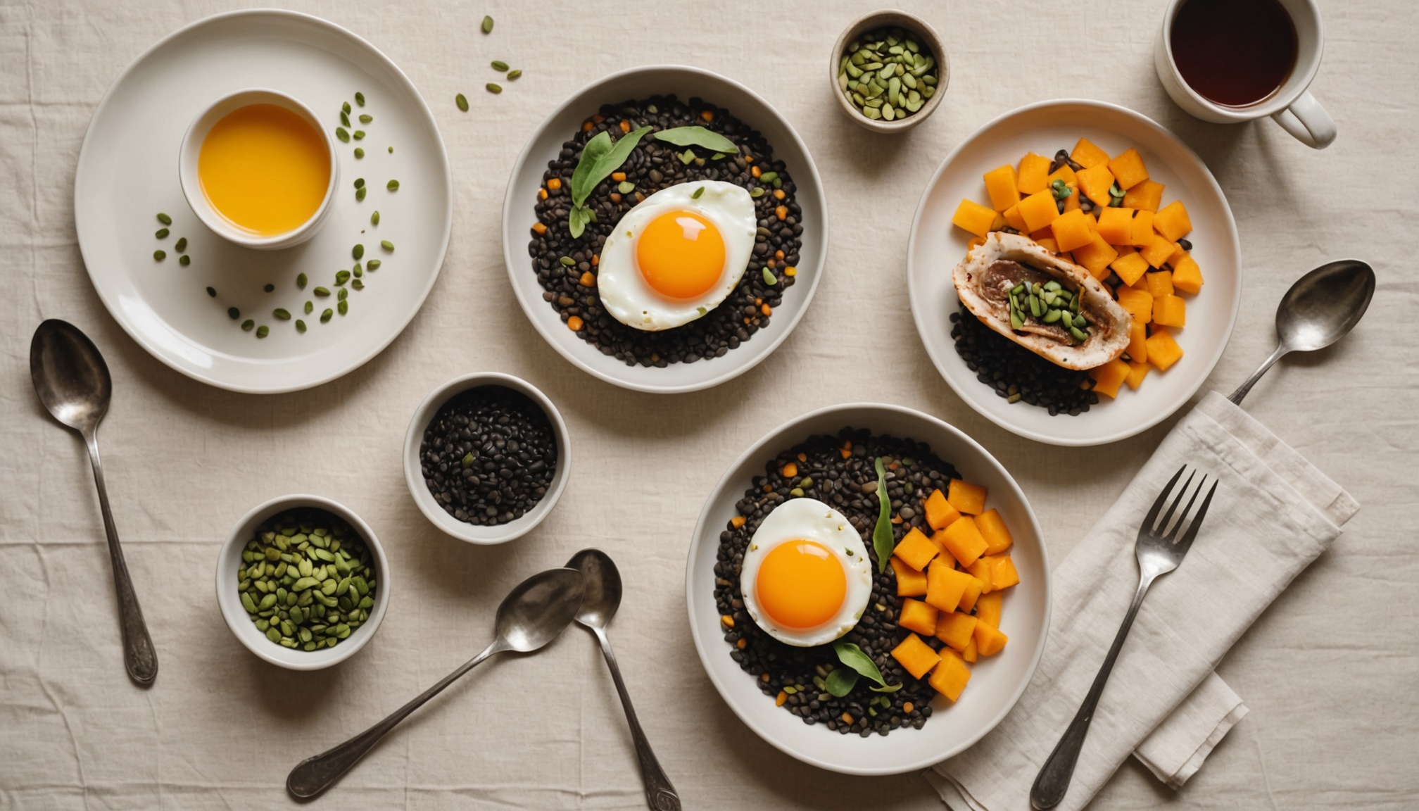Huevo, lentejas negras, pepitas de calabaza, sardinas frescas y agua con naranja para la recuperación posparto.