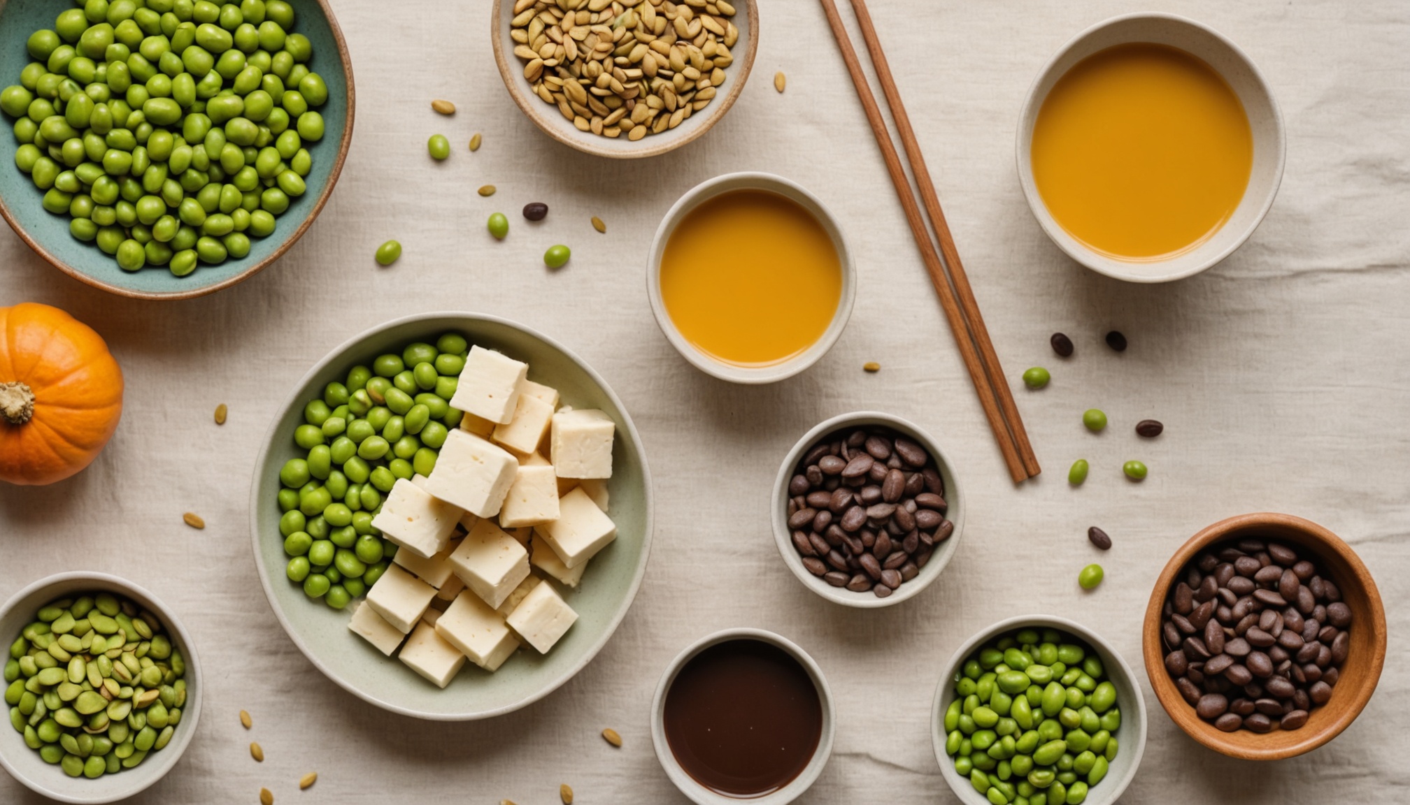 Tofu, semillas de calabaza, chocolate oscuro, edamame y leche de manzanilla, alimentos para el sueño en la perimenopausia